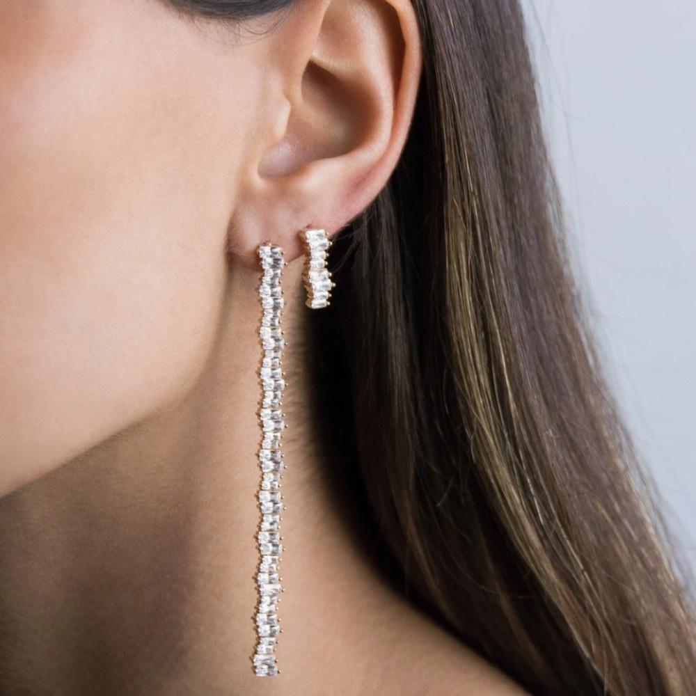 Adina Eden Baguette Drop Stud Earring